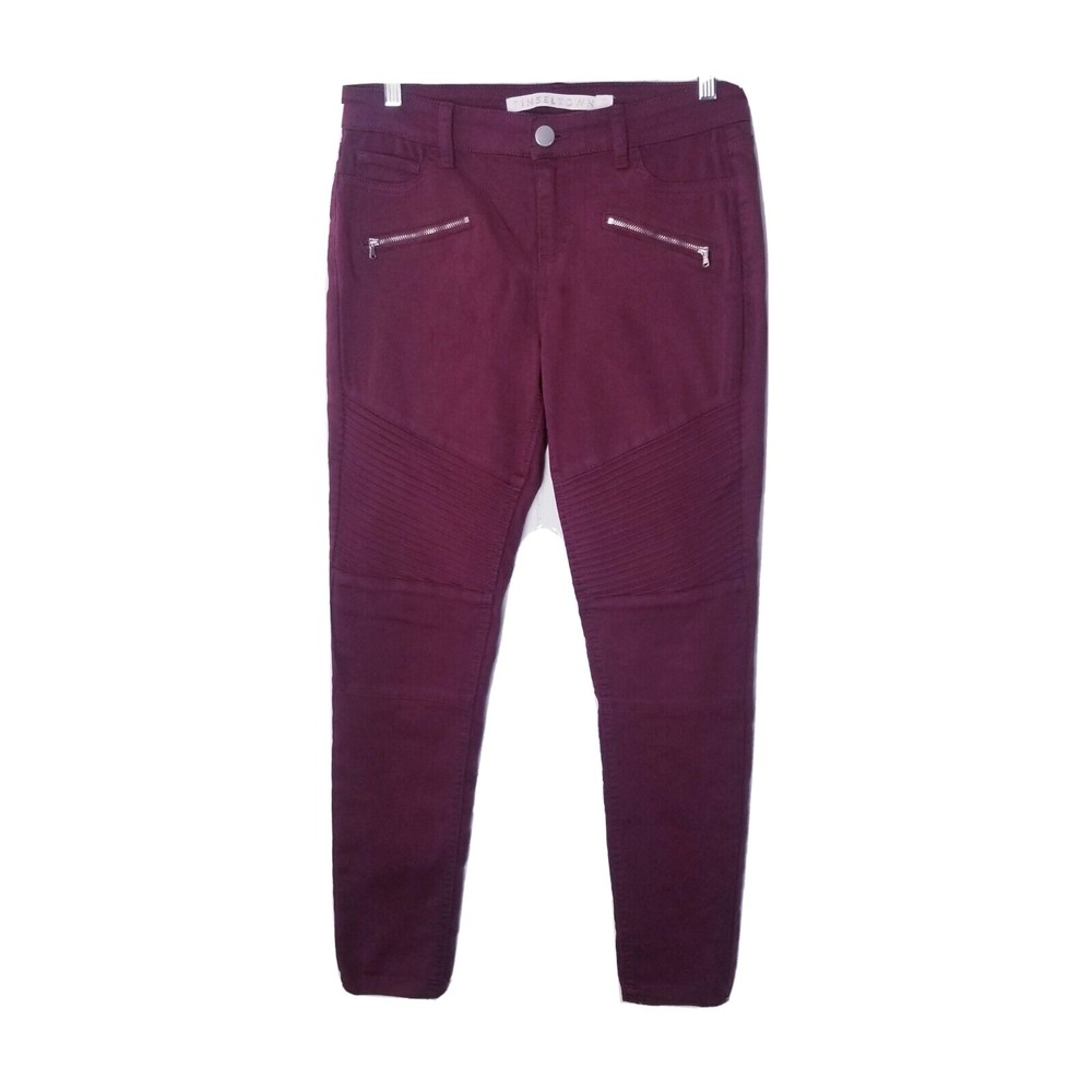 Tinseltown Pants Women Size 7 Juniors Italian Plum Wine Red Skinny Zipper